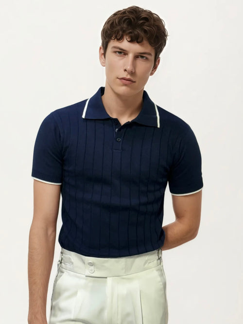Blue Half-Hand Polo T-Shirt