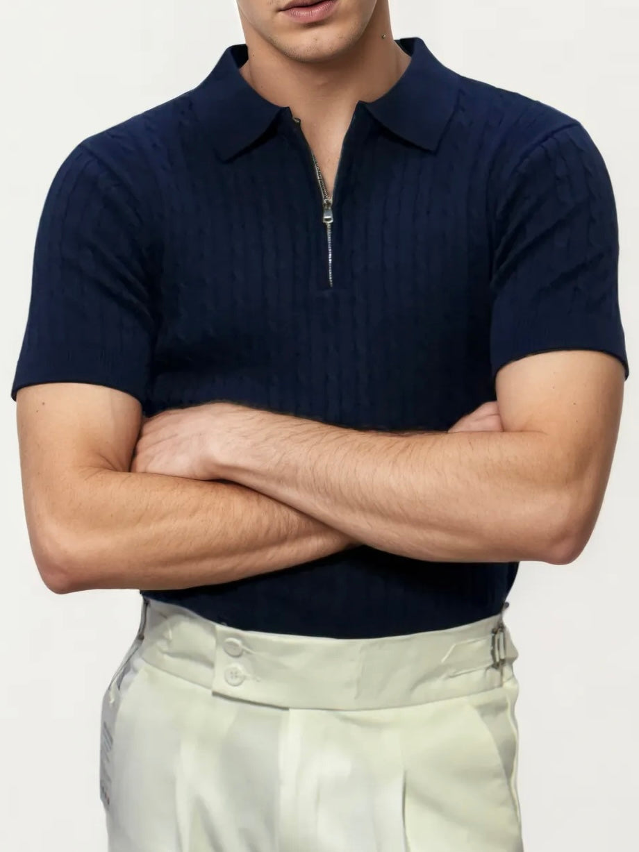 Blue Half-Hand Polo T-Shirt