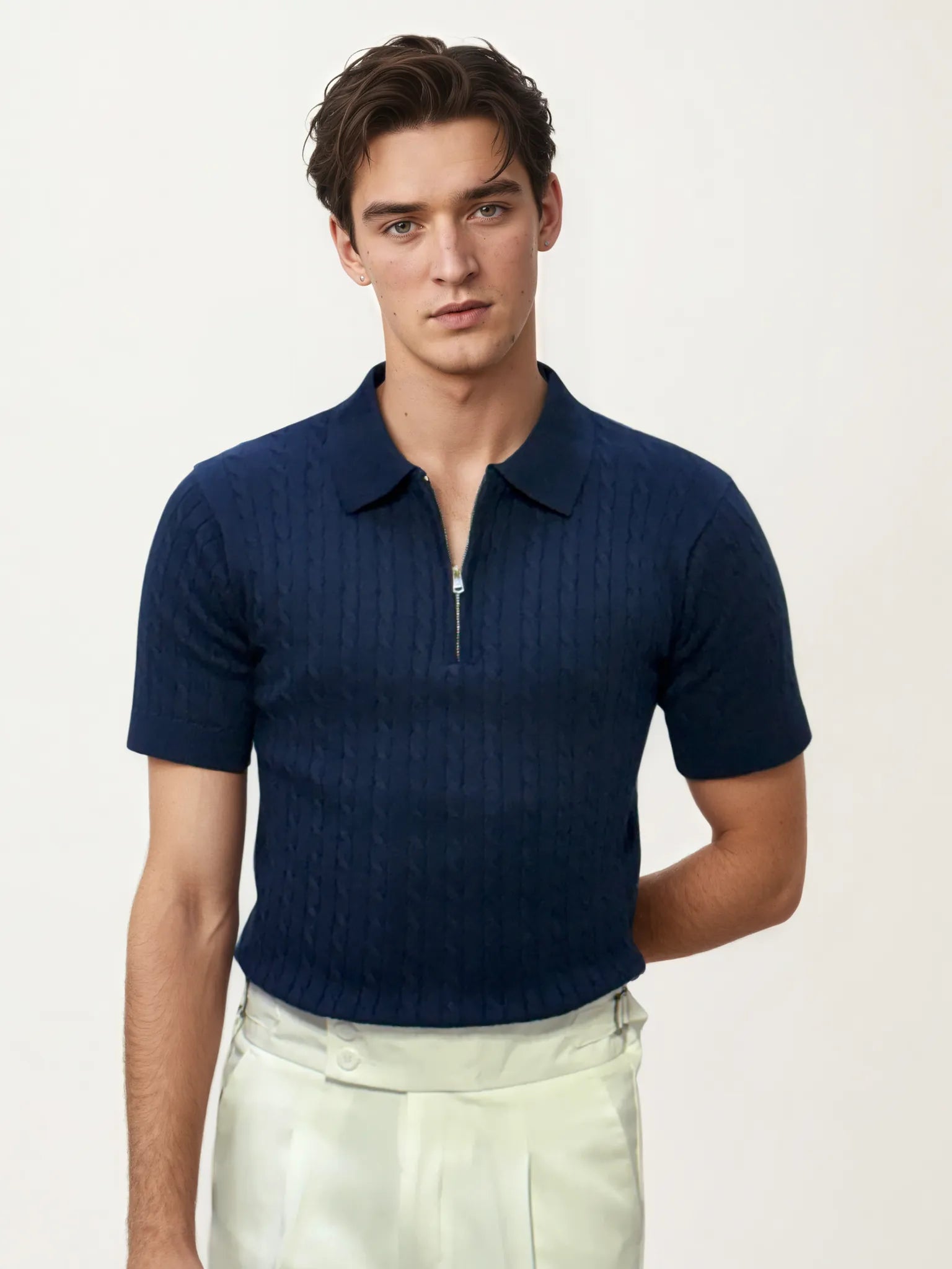 Blue Half-Hand Polo T-Shirt