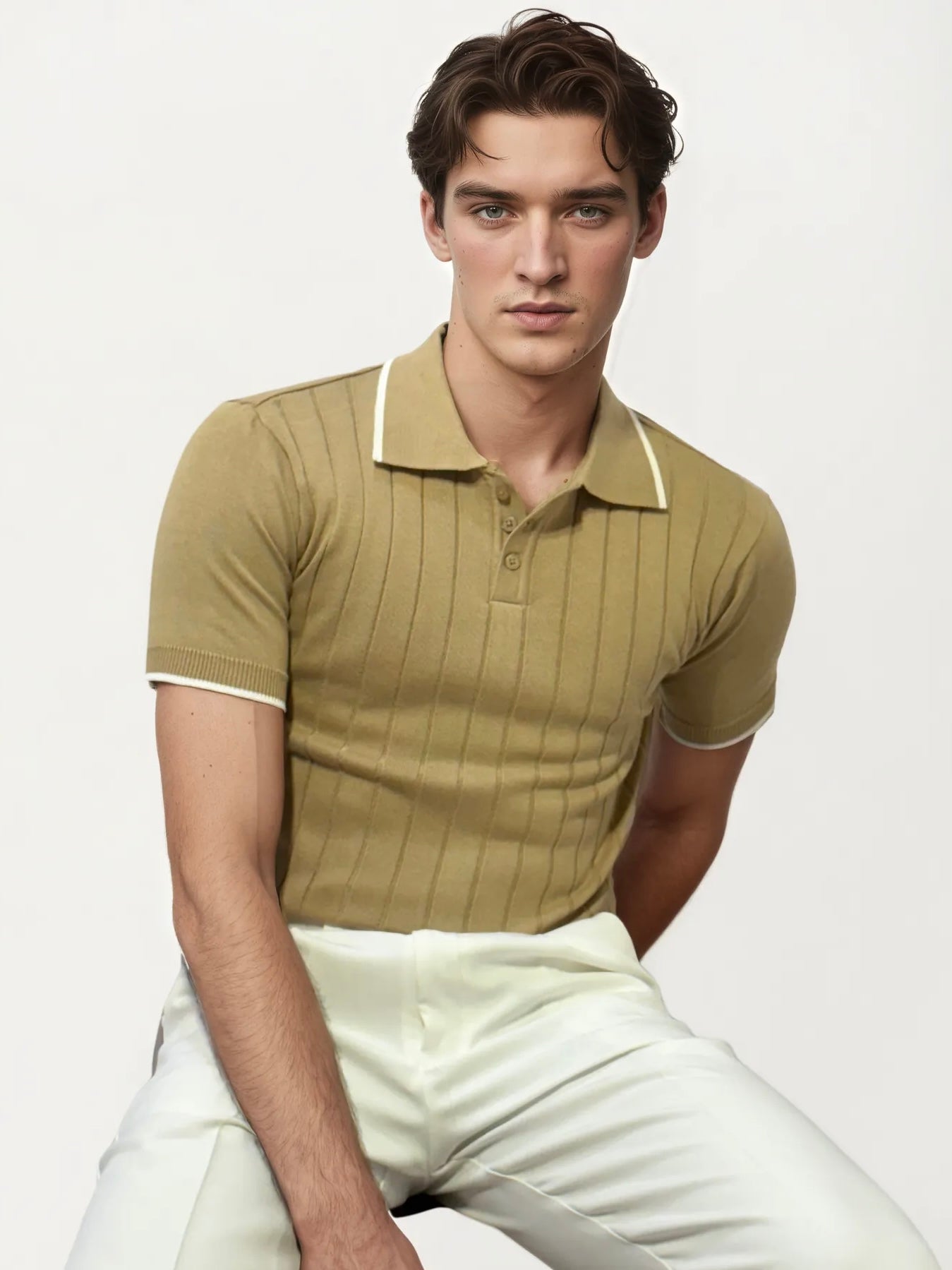 Brown Half-Hand Polo T-Shirt