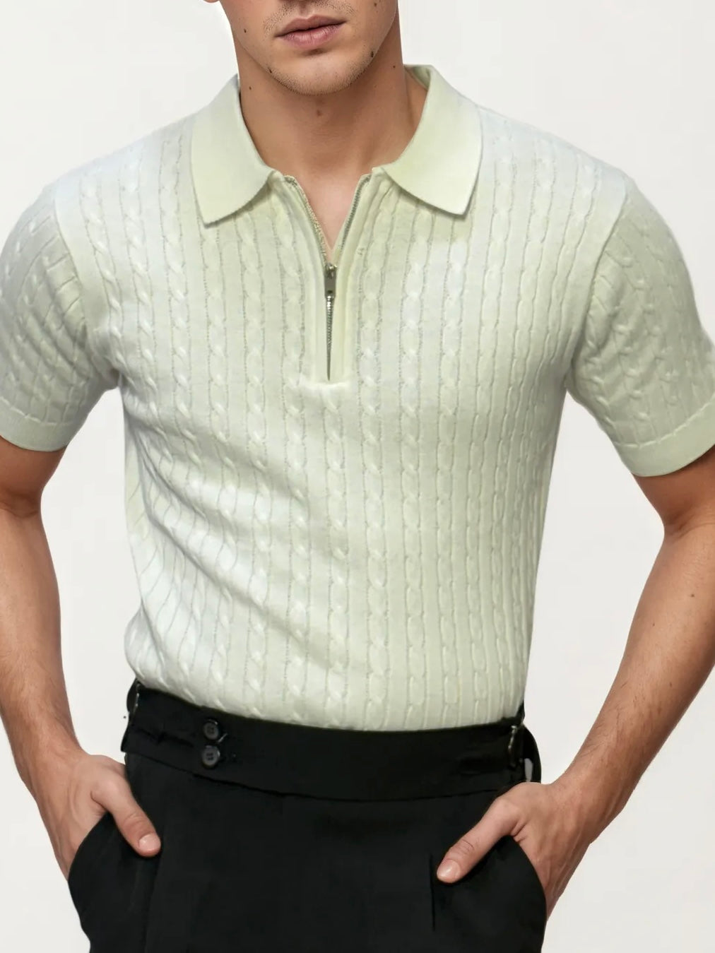 White Half-Hand Polo T-Shirt
