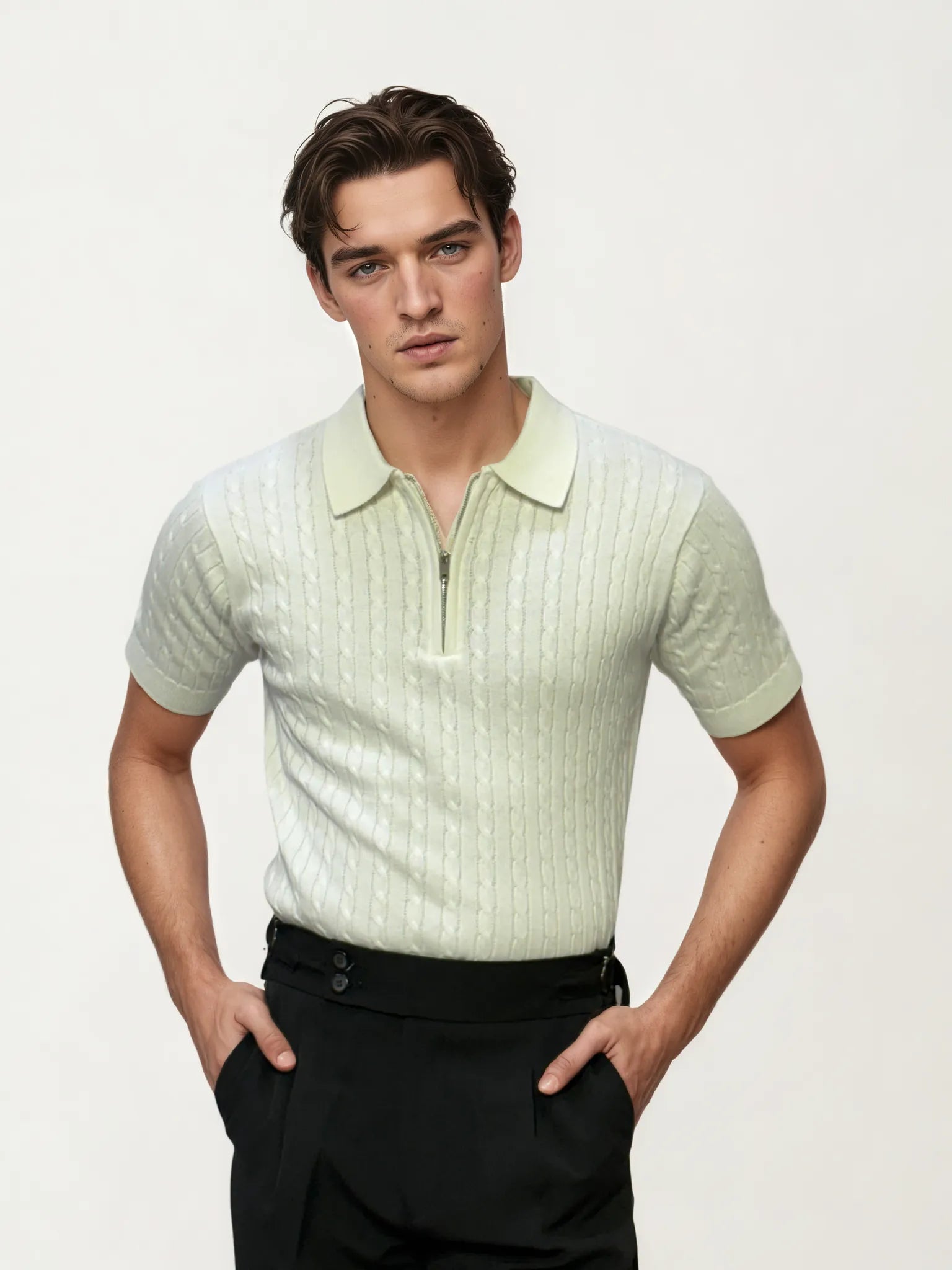 White Half-Hand Polo T-Shirt