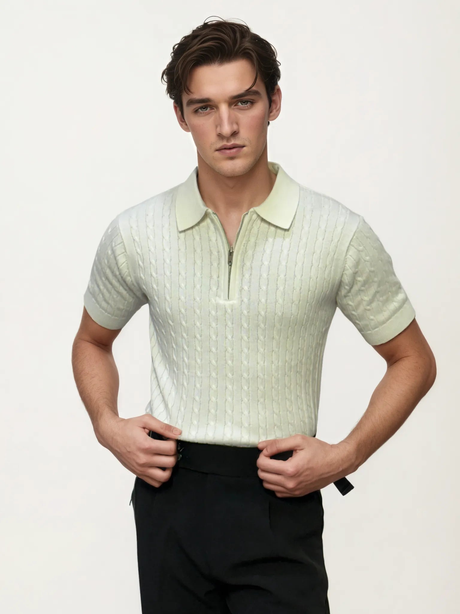 White Half-Hand Polo T-Shirt