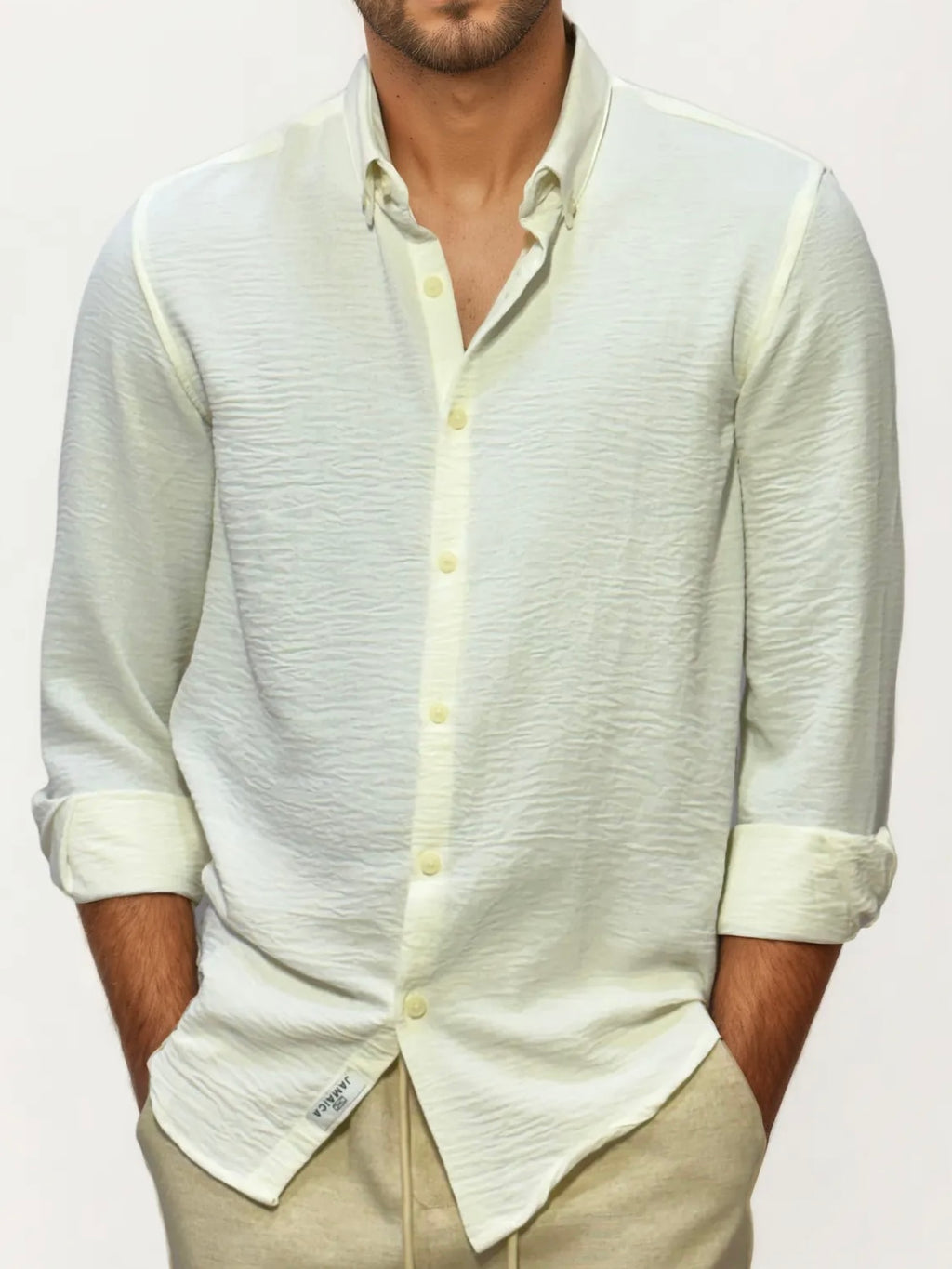 White Blended Linen Full-Hand Shirt
