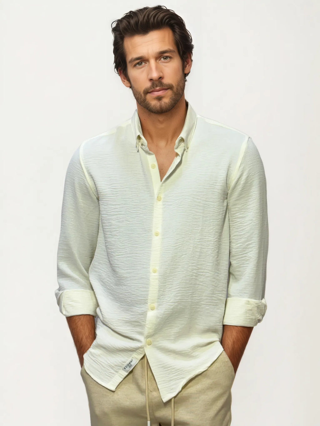White Blended Linen Full-Hand Shirt