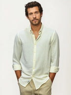 White Blended Linen Full-Hand Shirt