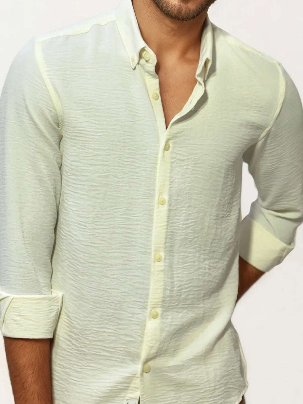 White Blended Linen Full-Hand Shirt