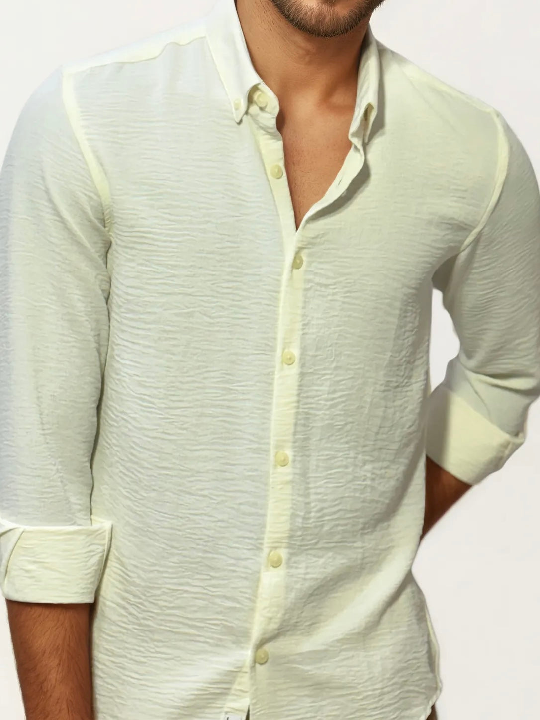 White Blended Linen Full-Hand Shirt