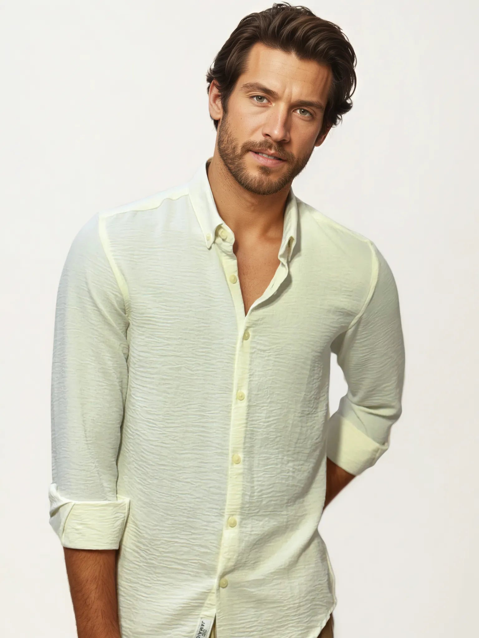White Blended Linen Full-Hand Shirt
