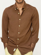 Brown Blended Linen Full-Hand Shirt