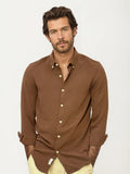 Brown Blended Linen Full-Hand Shirt