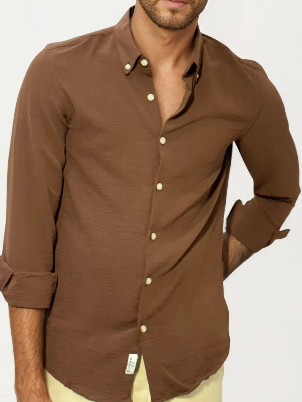 Brown Blended Linen Full-Hand Shirt