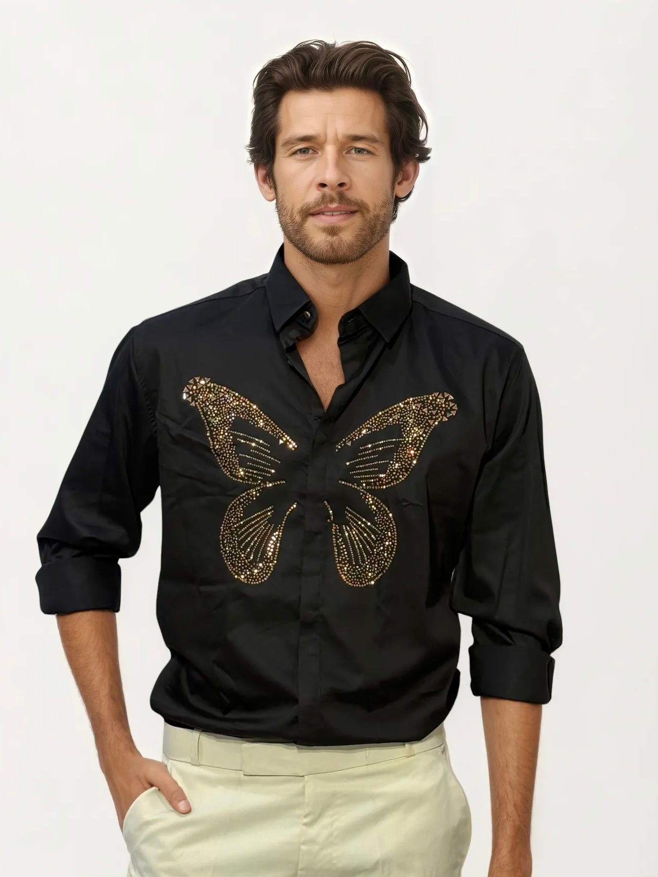 Black Butterfly Embellished Shirt