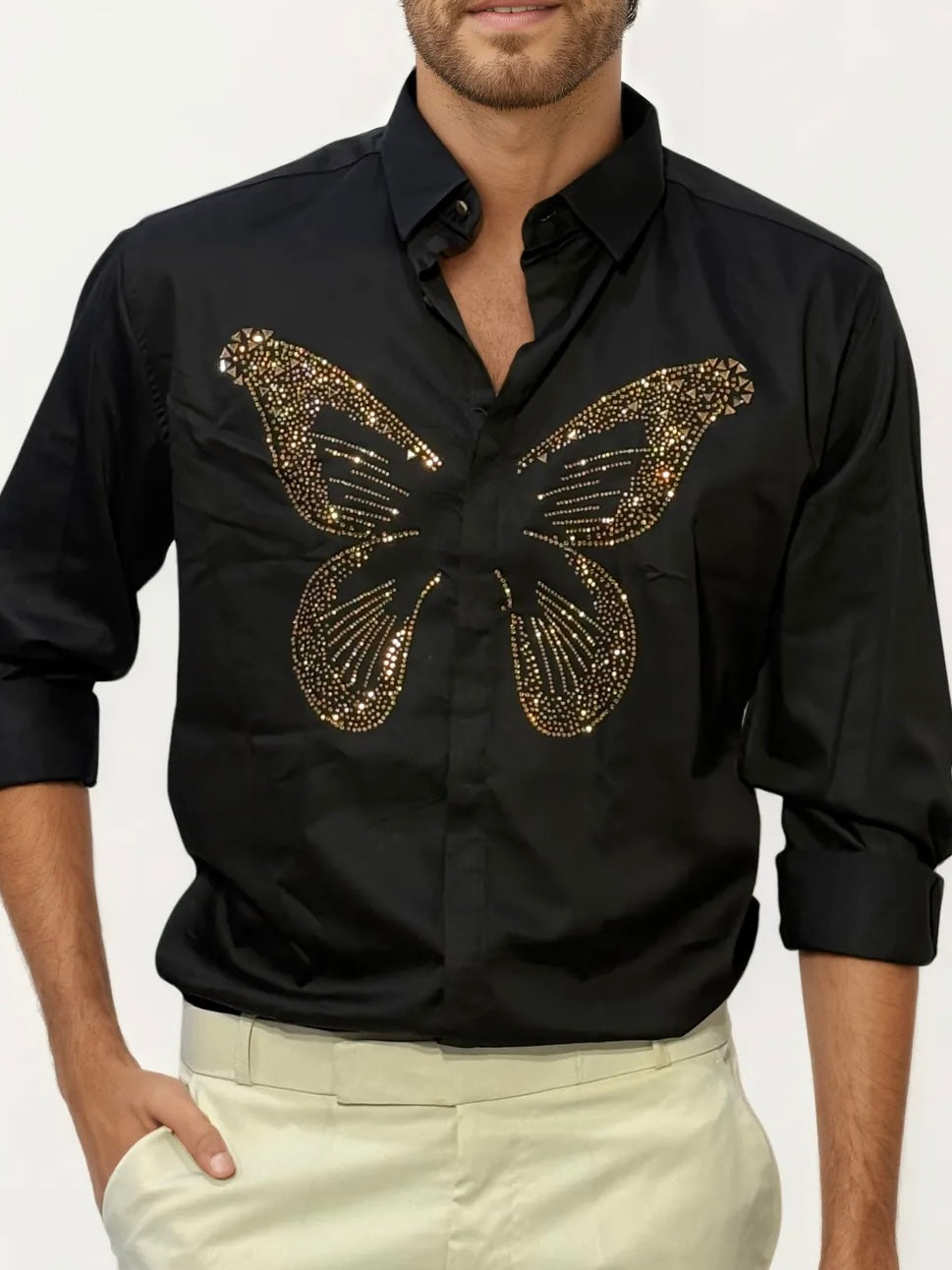 Black Butterfly Embellished Shirt
