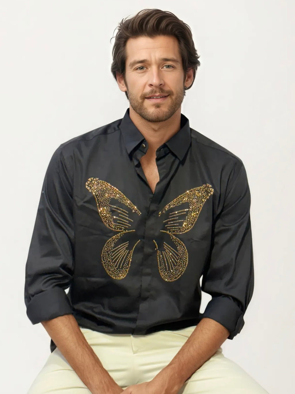 Black Butterfly Embellished Shirt