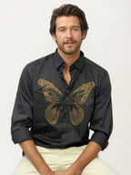Black Butterfly Embellished Shirt