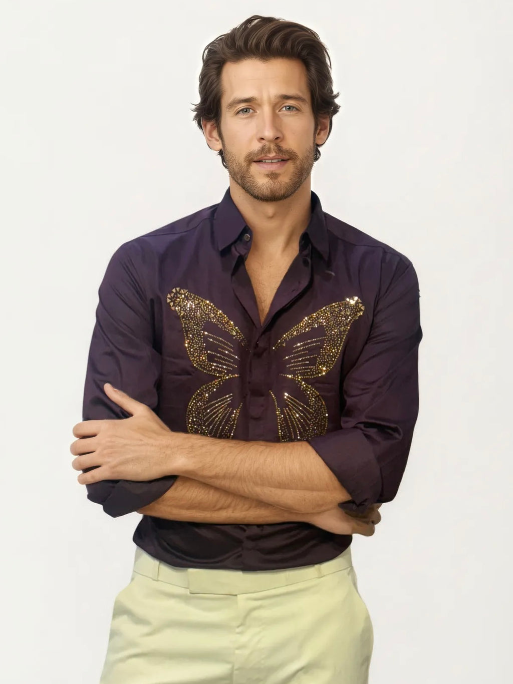 Dark Purple Embellished Shirt