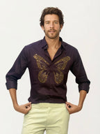 Dark Purple Embellished Shirt