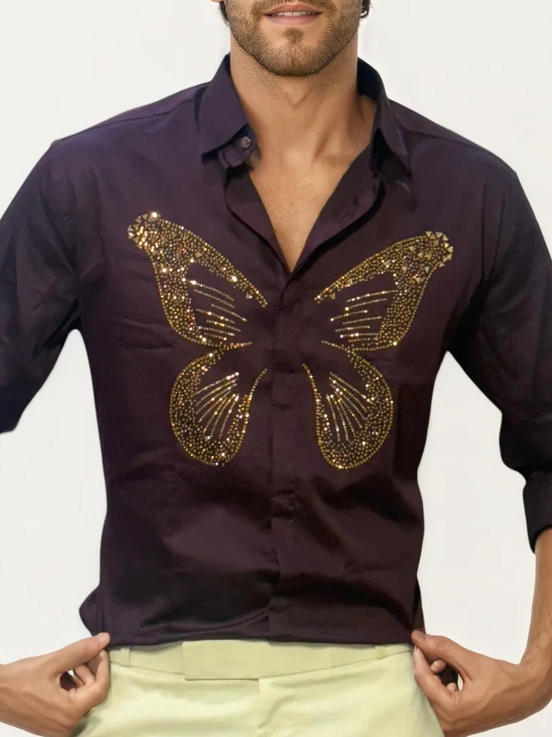 Dark Purple Embellished Shirt