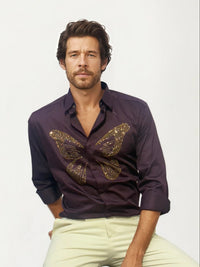 Dark Purple Embellished Shirt