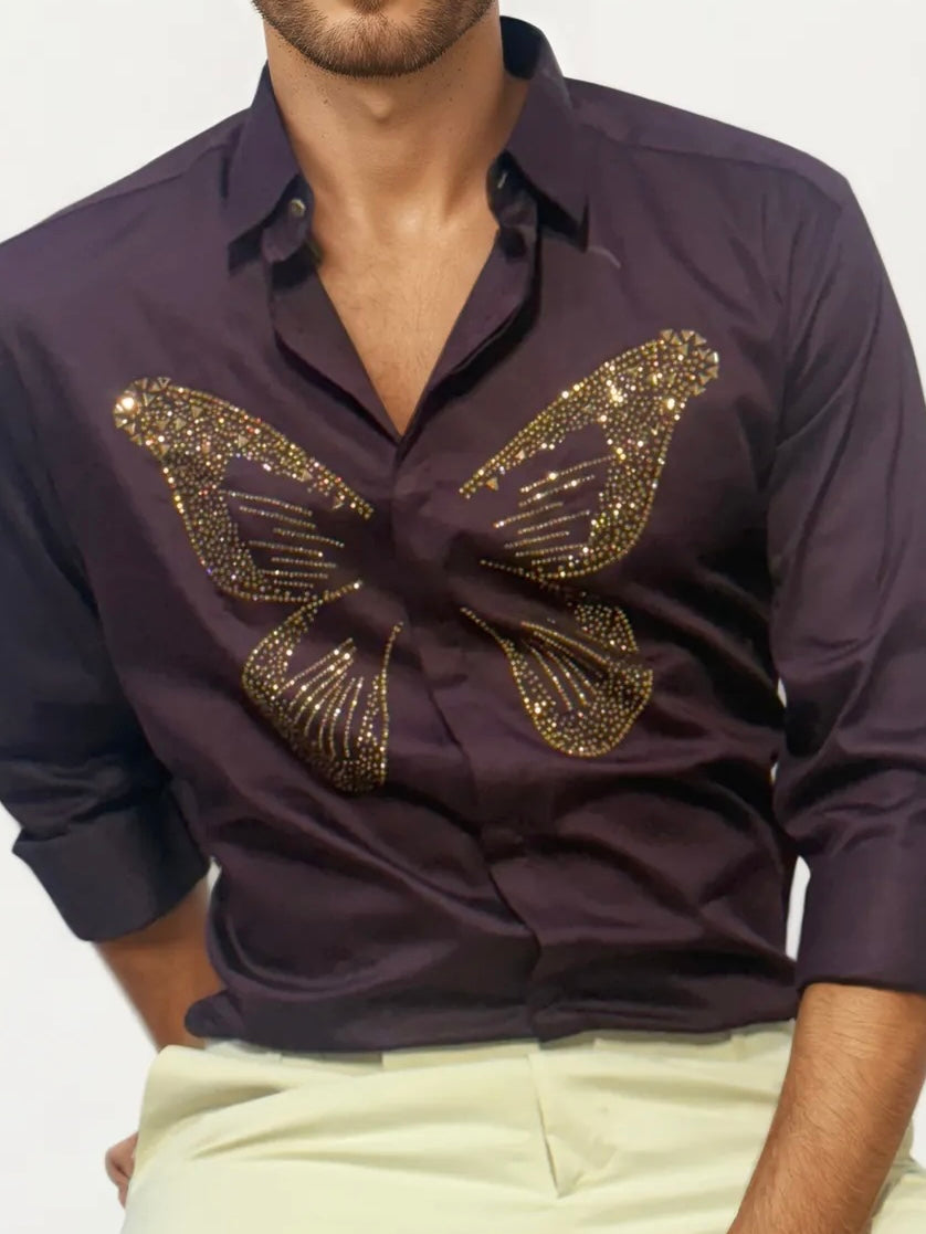 Dark Purple Embellished Shirt