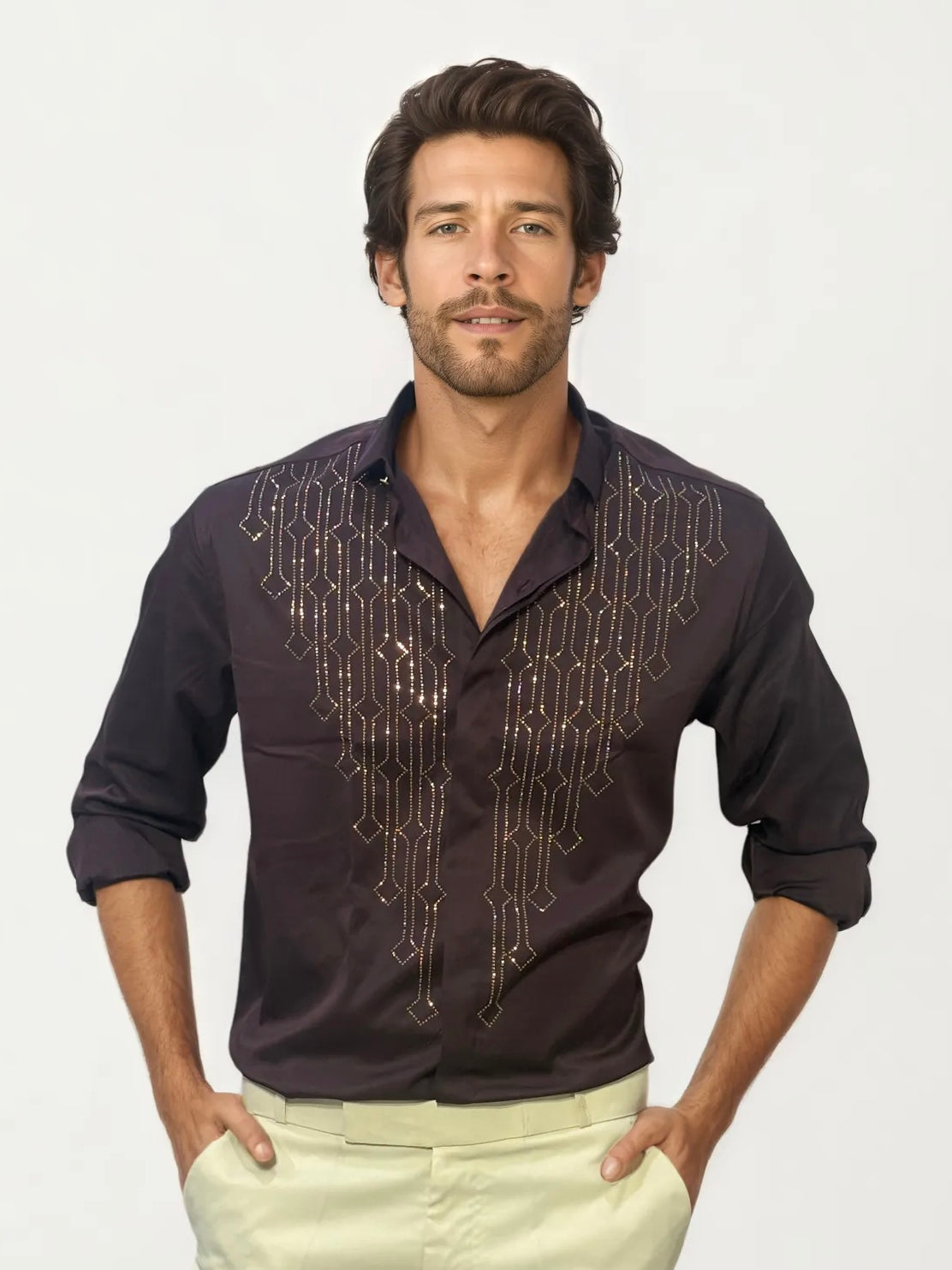 Dark Purple Embellished Shirt