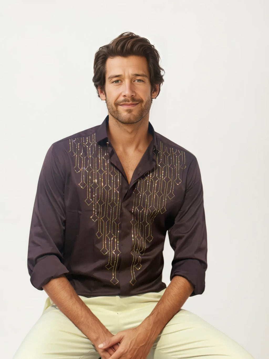Dark Purple Embellished Shirt