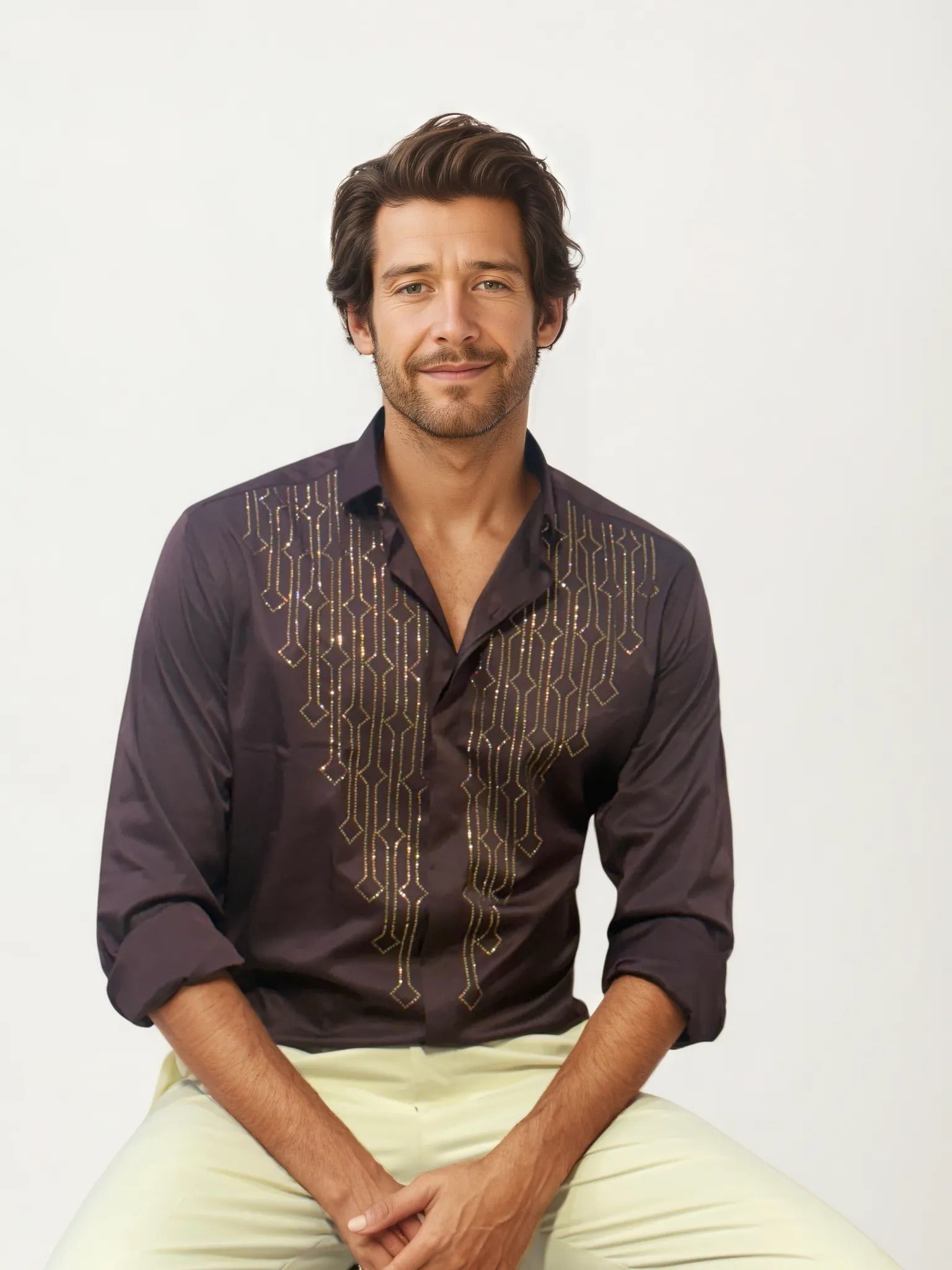 Dark Purple Embellished Shirt