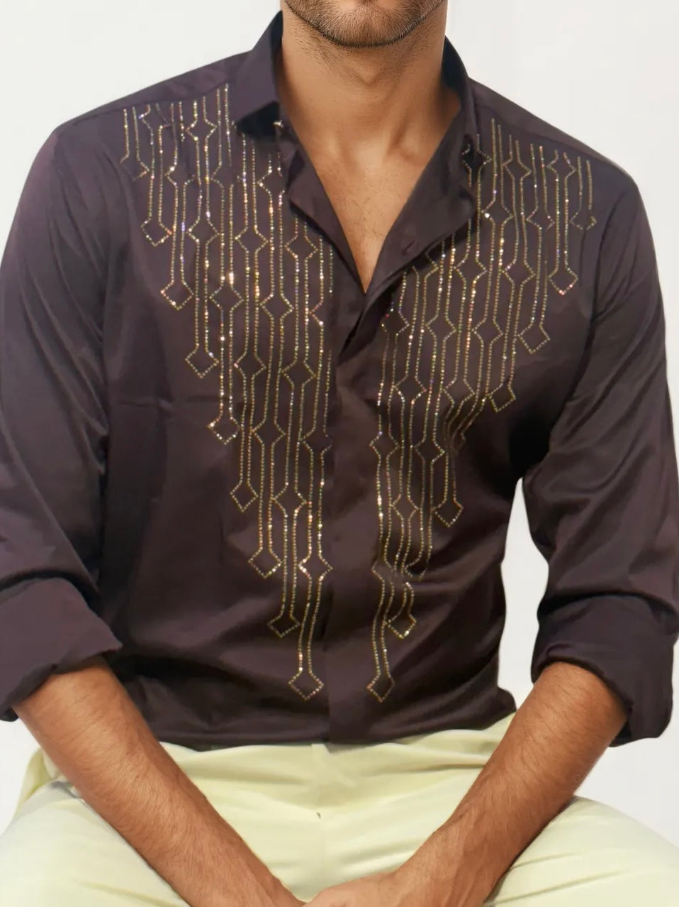 Dark Purple Embellished Shirt