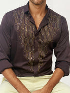 Dark Purple Embellished Shirt