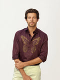 Wine Embellished Butterfly Shirt