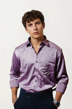 Onion-Pink Stone-Work Party Wear Shirt