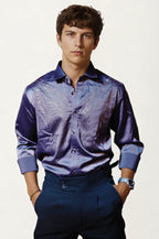 Purple Stone-Work Party Wear Shirt
