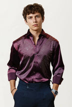 Wine Stone-Work Party Wear Shirt