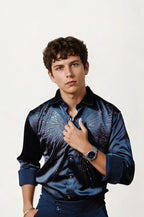 Blue Stone-Work Party Wear Shirt