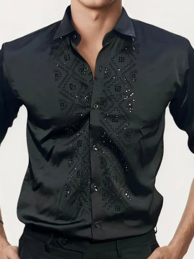 Black Stone-Work Party Wear Shirt