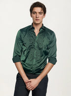 Green Stone-Work Party Wear Shirt