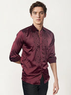 Red Stone-Work Party Wear Shirt