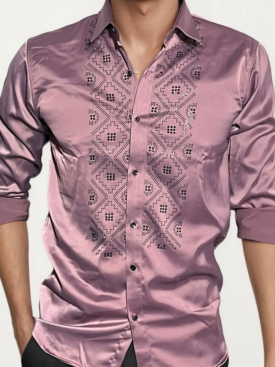 Pink Stone-Work Party Wear Shirt