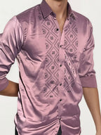 Pink Stone-Work Party Wear Shirt