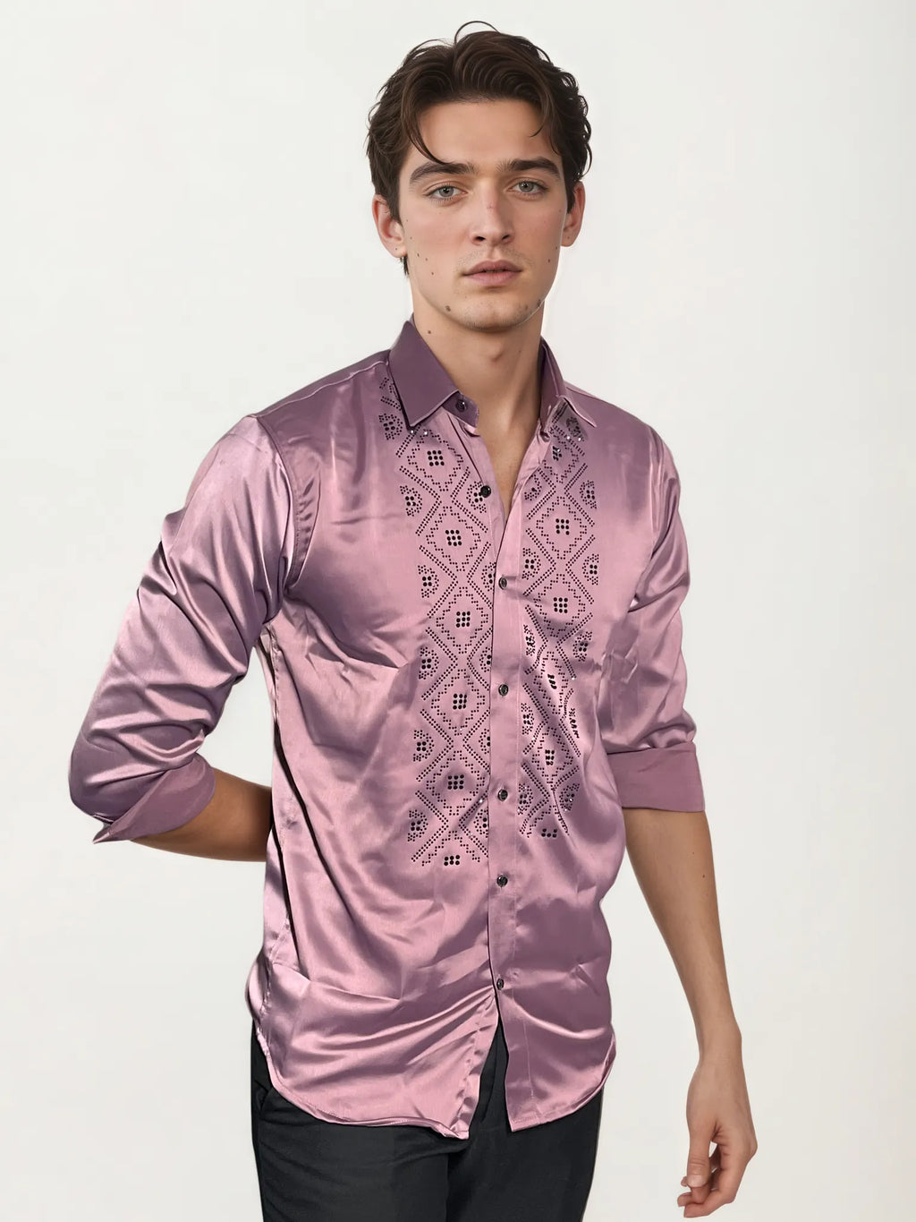 Pink Stone-Work Party Wear Shirt