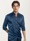 Blue Stone-Work Party Wear Shirt