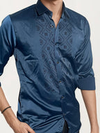 Blue Stone-Work Party Wear Shirt