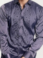 Purple Stone-Work Party Wear Shirt
