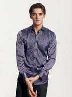 Purple Stone-Work Party Wear Shirt