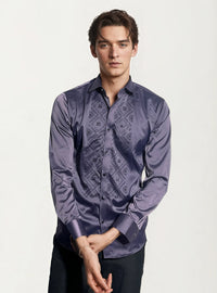 Purple Stone-Work Party Wear Shirt
