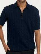 Blue Old-Money Zipper T-Shirt