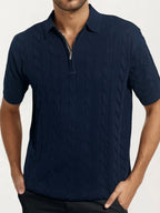 Blue Old-Money Zipper T-Shirt