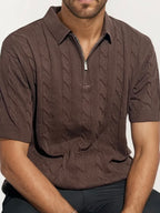 Brown Old-Money Zipper T-Shirt