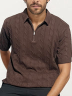 Brown Old-Money Zipper T-Shirt